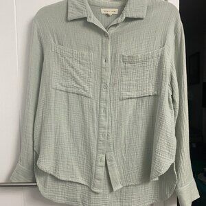 Basin and Range Waffle Long sleeve button down Mint Green Small